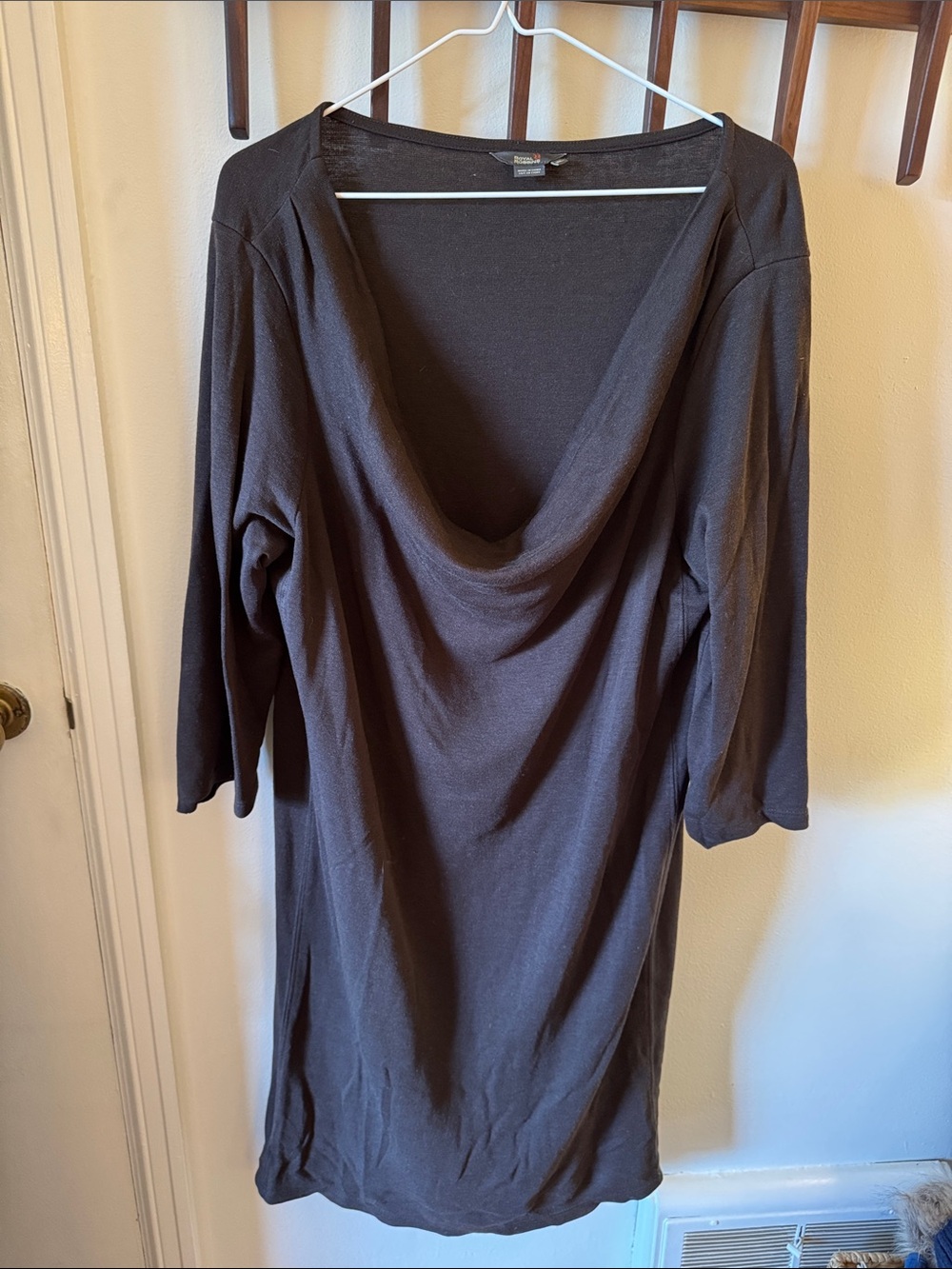 Royal Robbins Women’s Brown Draped Neck Knit Wool Blend Dress